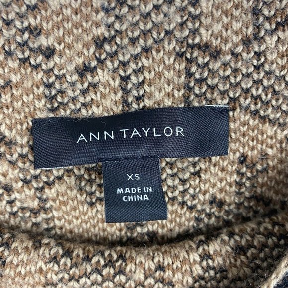 Ann Taylor Womens Pullover Sweater Leopard Spotted Mock Neck Wool Blend Size XS - Picture 4 of 6